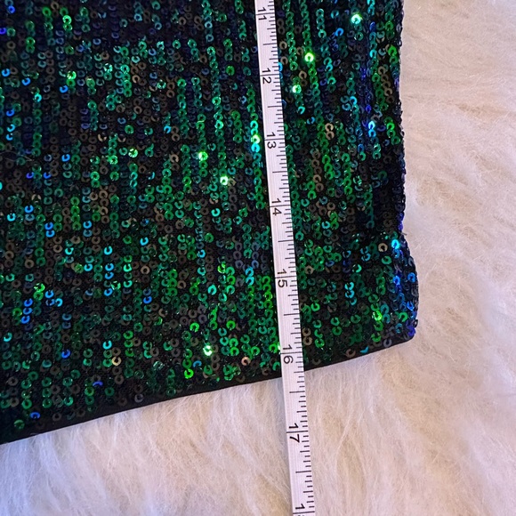 Women's Black Green Sequins Tank Top Glitter Sparkle Party Top - Picture 7 of 10
